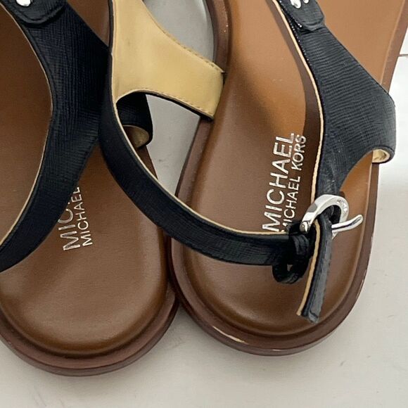 MICHAEL Michael Kors Women's Black MK Plate Thong Flat Sandals Size 6.5M - Picture 7 of 11